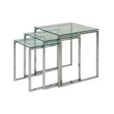 Trio set of tables Katrine glass chrome