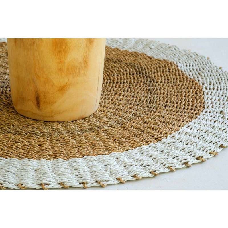 Customize 130 cm Round Carpet - Brown/Wood & White