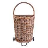 Rustic basket on wheels 46 x 37 x 68 cm