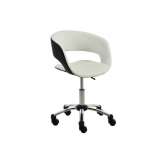 Grace white office chair | PU leather black chrome