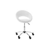 Office chair Plump white PVC leather chrome