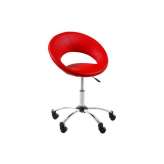 Office chair Plump red PVC leather chrome