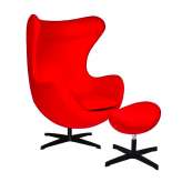Armchair with footstool Arian classic red black
