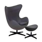 Armchair with footstool Arian classic dark grey black