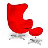 Armchair with footstool Arian classic red steel