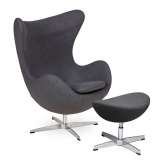 Armchair with footstool Arian classic dark grey steel