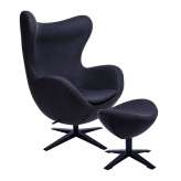 Armchair with footstool Arian wide graphite black