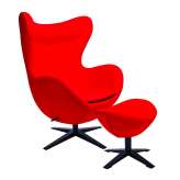 Armchair with footstool Arian wide red black