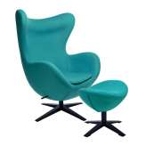 Armchair with footstool Arian wide turquoise black
