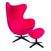 Armchair with footstool Arian wide fuchsia black