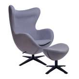 Armchair with footstool Arian wide gray black