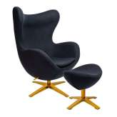 Armchair with footstool Arian wide graphite gold