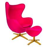 Armchair with footstool Arian wide fuchsia gold