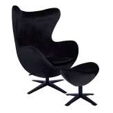 Armchair with footstool Arian wide black black
