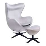 Armchair with footstool Arian wide white black