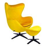 Armchair with footstool Arian wide yellow black