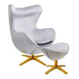 Armchair with footstool Arian wide white gold