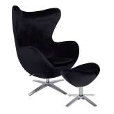 Armchair with footstool Arian wide black steel