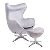 Armchair with footstool Arian wide white steel