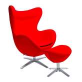 Armchair with footstool Arian wide red steel
