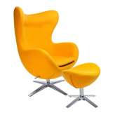 Armchair with footstool Arian wide mustard steel