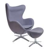 Armchair with footstool Arian wide gray steel