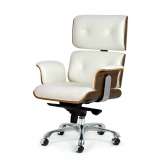 Fotel biurowy Poltrona biały orzech stal 116 cm