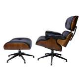 Office armchair with footstool Poltrona black walnut eco leather 91 cm