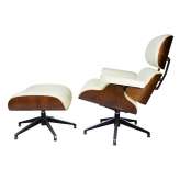 No replica Vitra Lounge Chair & Ottoman - Office armchair with footstool  white walnut 91 cm