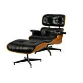 Office armchair with footstool Poltrona soft black walnut 83 cm