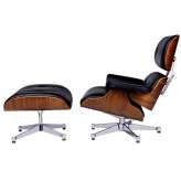Office armchair with footstool Poltrona black nut steel 84 cm