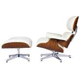 Office armchair with footstool Poltrona white walnut steel 84 cm