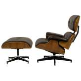 Office armchair with footstool Poltrona brown walnut 84 cm
