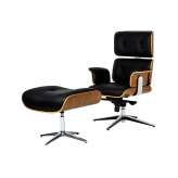 Office armchair with footstool Poltrona black walnut steel 116 cm