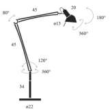 Adjustable aluminum floor lamp with swing arm Ilheus