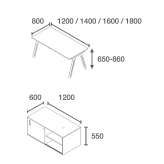 Rectangular desk with shelves Soldano