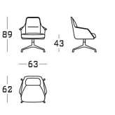 Fabric office chair with armrests Roebaeck