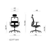 Upholstered office chair with height adjustment and headrest Lobios