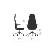 Office chair with high backrest and 5-arm base McAllen