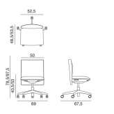 Obrotowe krzesło biurowe z tkaniny na kółkach z podstawą z 5 ramionami Langres