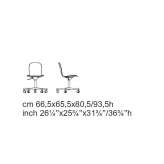 Beech office chair with height adjustment and wheels Rovegno