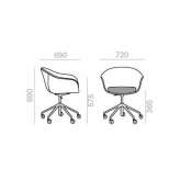 Height-adjustable office chair on wheels and 5-arm base Berek