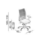 Swivel mesh office chair on wheels with 5-arm base Barsa