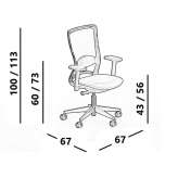 Mesh office chair on wheels with armrests and 5-arm base Muradiye