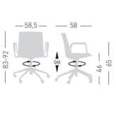 Technopolymer office chair with height-adjustable wheels Herdecke