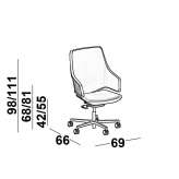 Height-adjustable office chair on wheels and 5-arm base Mithymna