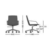 Height adjustable fabric office chair with armrests Ajak