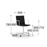 Height-adjustable office chair on wheels and 5-arm base Isny