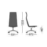Fabric office chair on wheels with 4-arm base Ajak