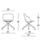 Polypropylene office chair on trestles with armrests Chalampe